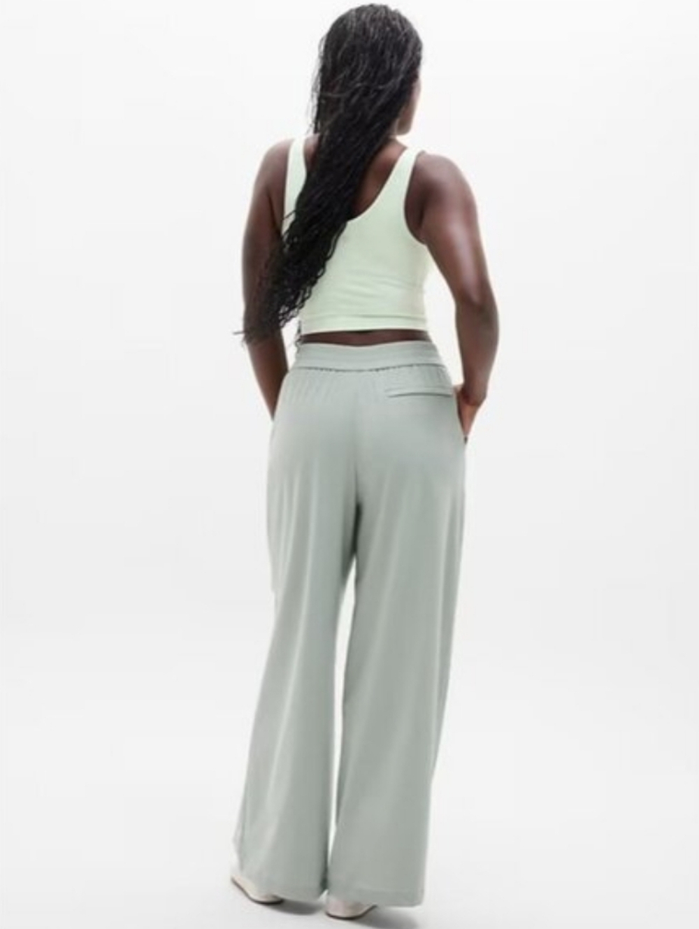NWT Athleta Pinnacle Trouser High Rise Wide Leg Sage Green Stretchy Careerwear - Picture 2 of 14